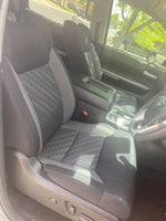 Toyota Tundra custom seat covers, premium fit, black and gray design, front seats interior